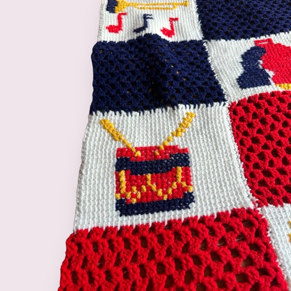 Vintage 1976 Bicentennial Handmade Crochet Afghan Throw Blanket Home Decor - Picture 4 of 15